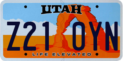 UT license plate Z210YN