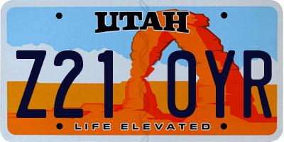 UT license plate Z210YR