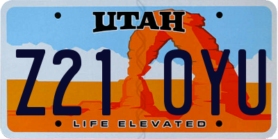 UT license plate Z210YU