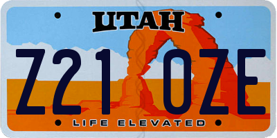 UT license plate Z210ZE