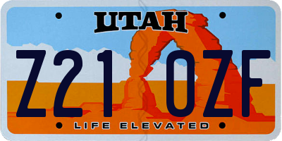 UT license plate Z210ZF