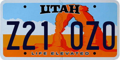 UT license plate Z210ZO