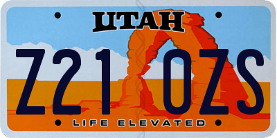 UT license plate Z210ZS