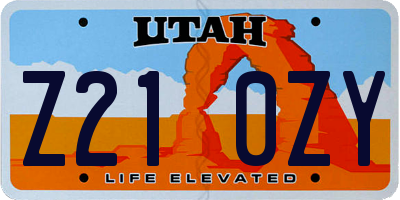 UT license plate Z210ZY