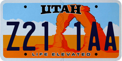 UT license plate Z211AA