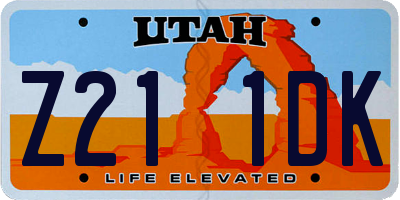 UT license plate Z211DK