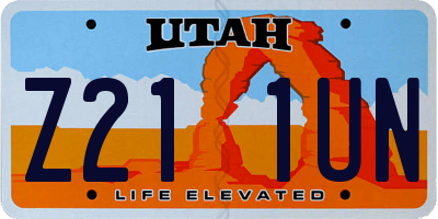 UT license plate Z211UN