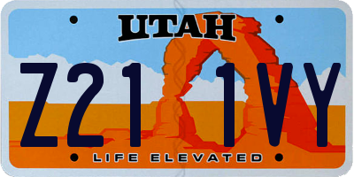 UT license plate Z211VY