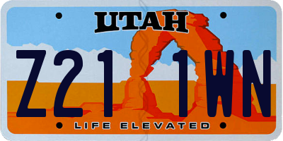 UT license plate Z211WN