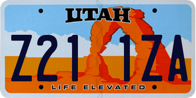 UT license plate Z211ZA