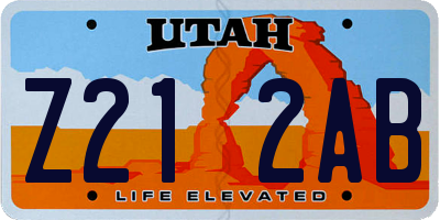 UT license plate Z212AB