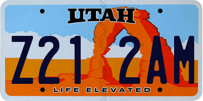 UT license plate Z212AM
