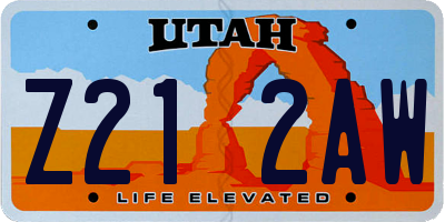 UT license plate Z212AW