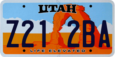 UT license plate Z212BA