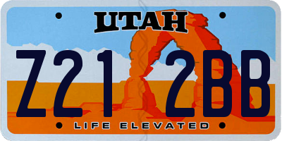 UT license plate Z212BB