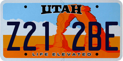 UT license plate Z212BE