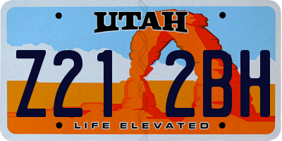 UT license plate Z212BH