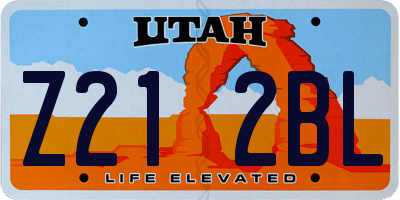 UT license plate Z212BL