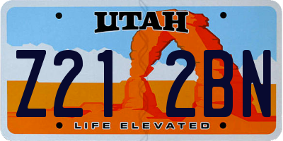 UT license plate Z212BN