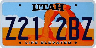 UT license plate Z212BZ