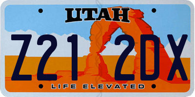 UT license plate Z212DX