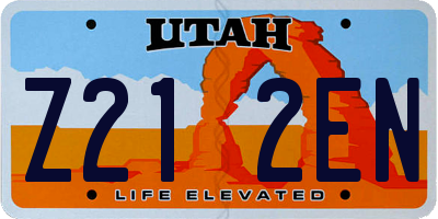 UT license plate Z212EN