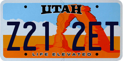 UT license plate Z212ET