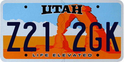 UT license plate Z212GK