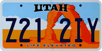 UT license plate Z212IY