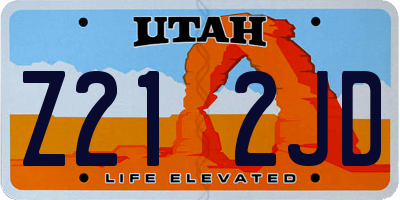 UT license plate Z212JD