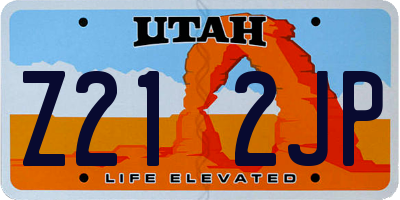 UT license plate Z212JP