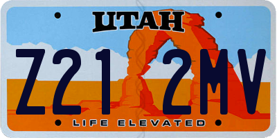 UT license plate Z212MV