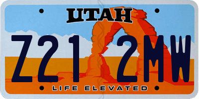 UT license plate Z212MW