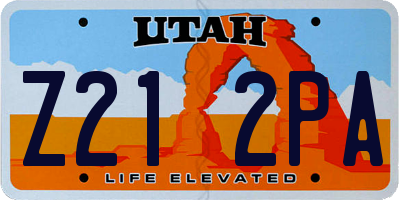 UT license plate Z212PA