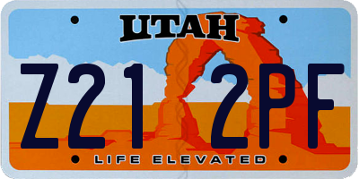 UT license plate Z212PF