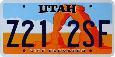 UT license plate Z212SF