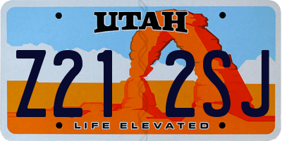 UT license plate Z212SJ