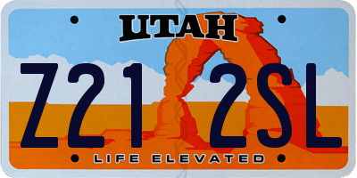 UT license plate Z212SL