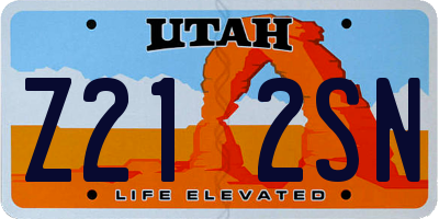 UT license plate Z212SN