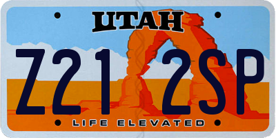 UT license plate Z212SP