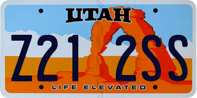 UT license plate Z212SS