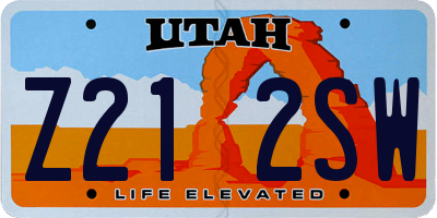 UT license plate Z212SW