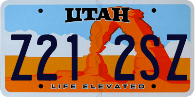 UT license plate Z212SZ