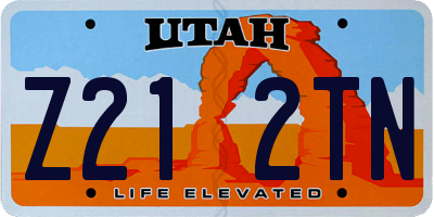 UT license plate Z212TN