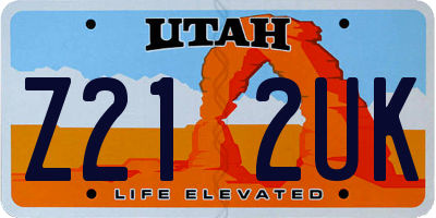 UT license plate Z212UK