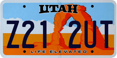 UT license plate Z212UT