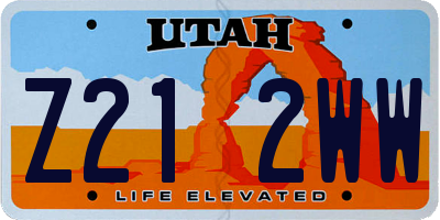 UT license plate Z212WW