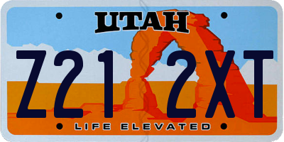 UT license plate Z212XT