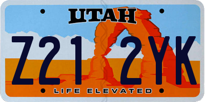 UT license plate Z212YK