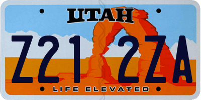 UT license plate Z212ZA
